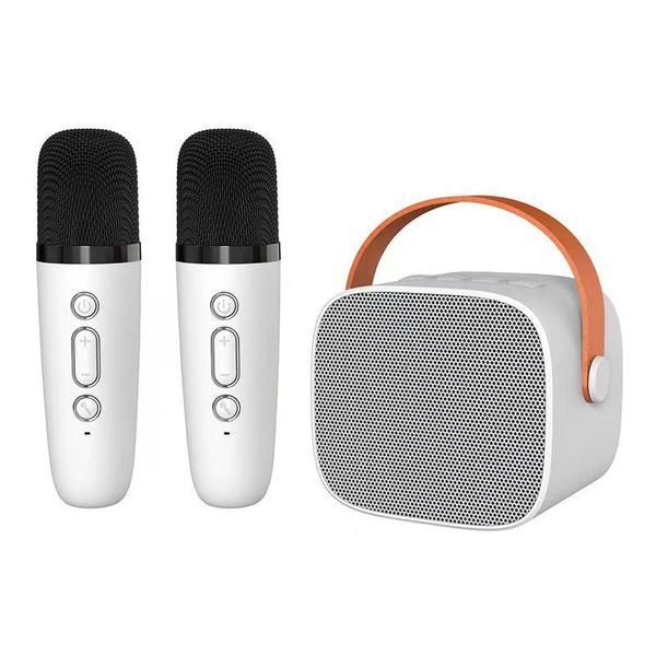 White Bluetooth Speaker with 2 Wireless Microphones | Portable Karaoke