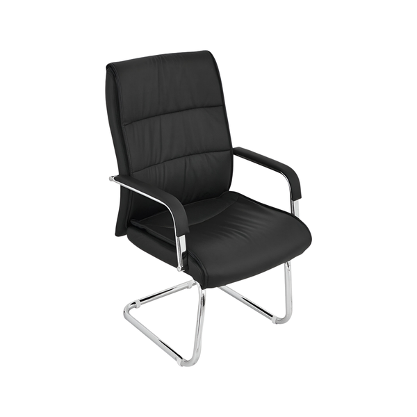Mid-Back Visitors Armchair Cushion Padded Office PU Leather Chair