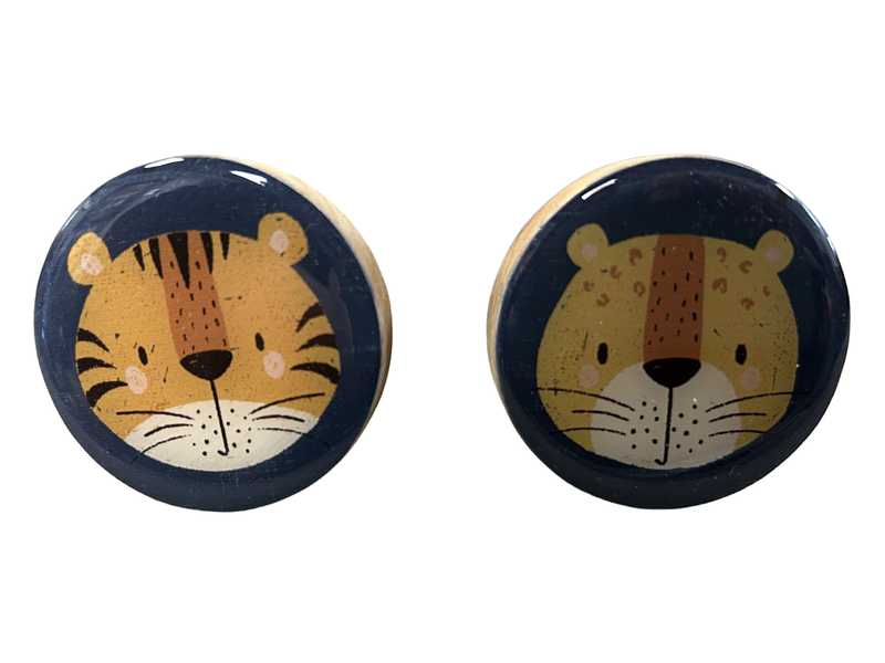 Combo 2 - Cheetah &amp; Tiger on Navy Door Knobs