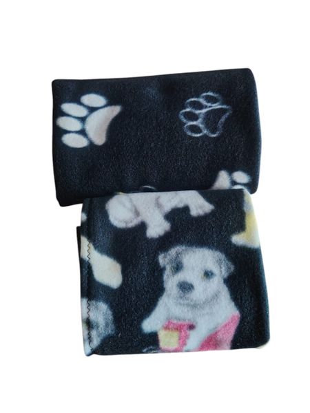 Polar Fleece Pet Blanket Black 75 x 100cm - Pack of 2