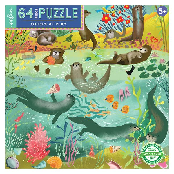 eeBoo Children's Puzzle - Otters at Play: 64 Pieces