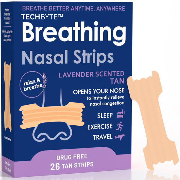 TechByte Nasal Strips - Snoring Relief/Reduces Nasal Congestion - 26 Strips