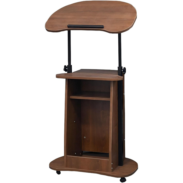 Adjustable Side Table podium Laptop stand Desk with Wheels &amp; Storage Shelf
