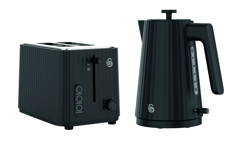 Swan Wave 1,7 Litre Cordless Kettle &amp; 2 Slice Toaster Breakfast Pack Black