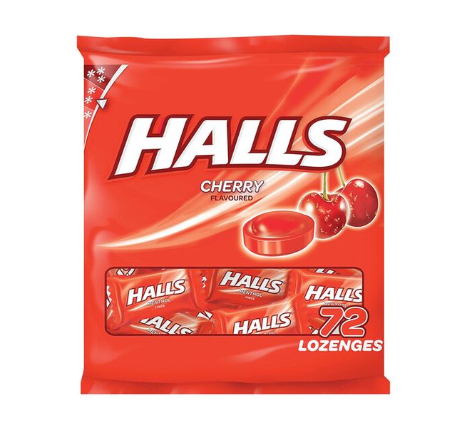 Halls Cherry Flavour Cough Drops - Packet of 72 Lozenges
