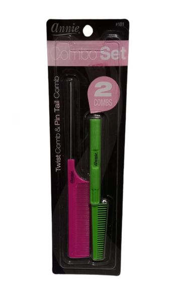 Annie - 2 Piece Comb Set Twist Comb &amp; Pin Tail Comb - 6 Pack