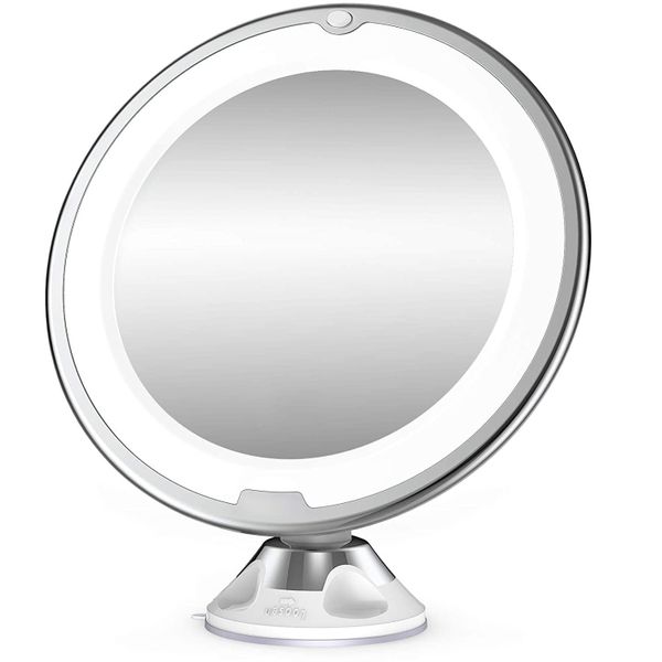 LED Makeup Mirror 10X Magnifying Suction Cup Cosmetic Mirror with Light