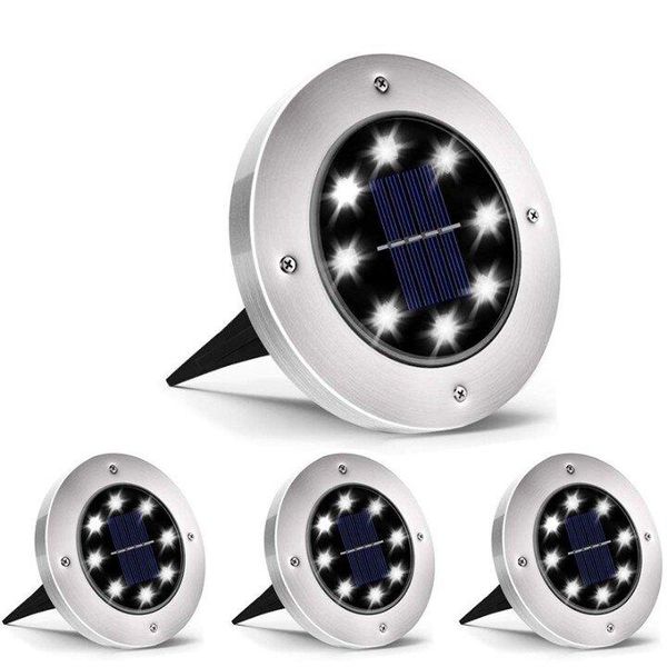 Syntronics-4pc Solar 8 LED Outdoor waterproof ground lights