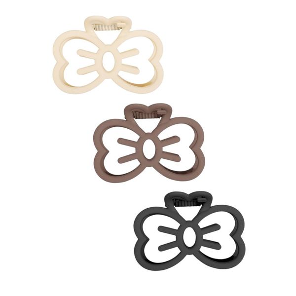 3 Piece - Cartoon Bow Design Claw Clips - Black, Brow &amp; Beige