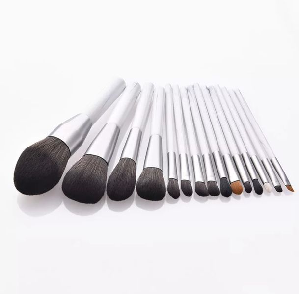 15 Piece Pearl White Makeup Brushes Set