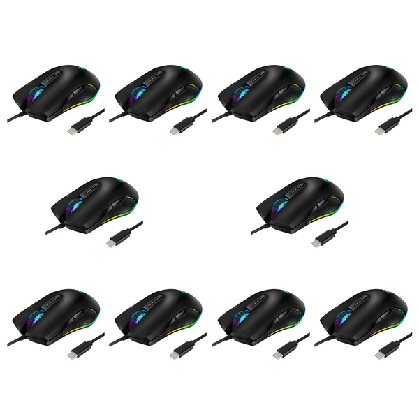 10X USB C Mouse Type C Ergonomic Wired Mouse RGB Gaming Mouse Optical Mouse