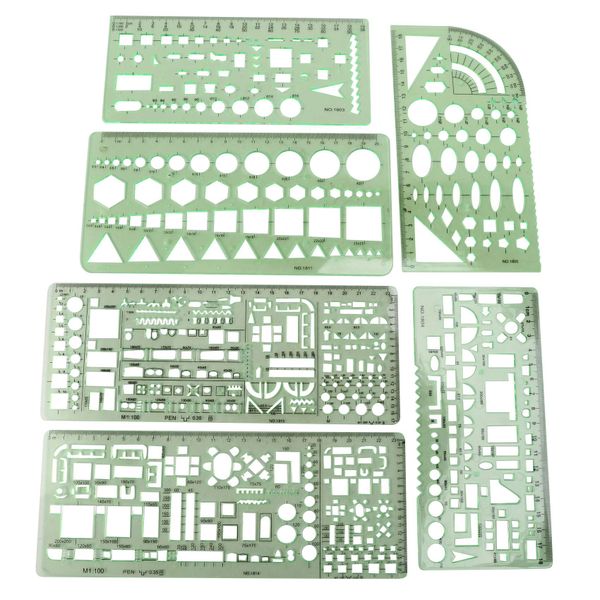 6 Pieces Plastic Measuring Templates Building Formwork Stencils Green