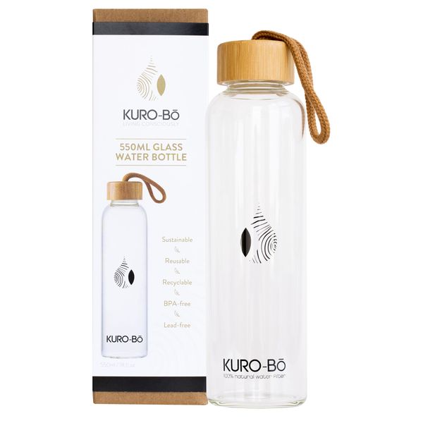 KURO-Bo Go-Eco Glass Water Bottle (550ml)