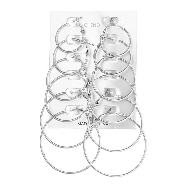 6 Pairs Exaggerated Hoop Earrings for Ladies &amp; Girls