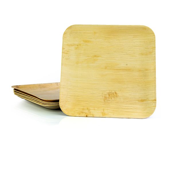 Eco-Friendly Palm Leaf Partyware - 25cm Square Dinner Plates - Pack of 10