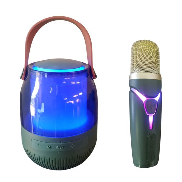 Army Green Portable Karaoke Speaker With Color Changing LED