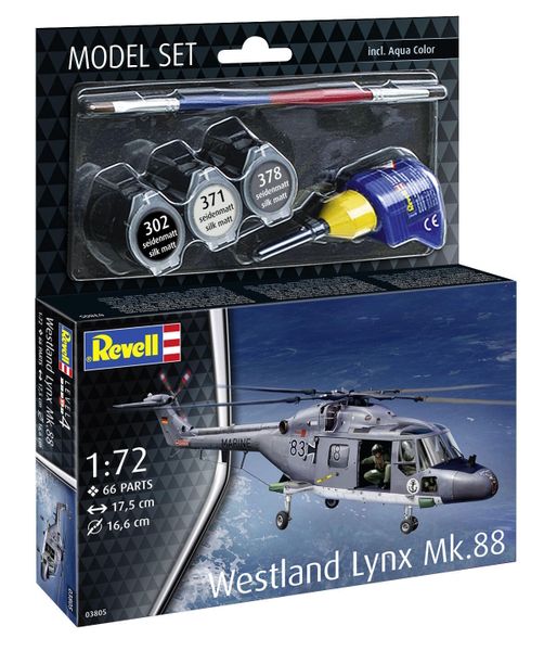 Revell 1/72 Westland Lynx Model Kit w/paints, Glue and Brush