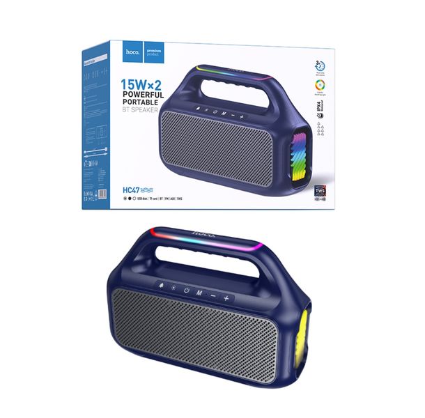 Hoco.HC47 30W Portable BT 6.0 Speaker with Dual Drivers, TWS, RGB Lights.