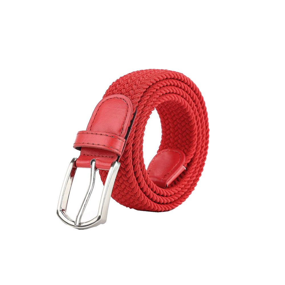 Thinsont 100cm/1m Belt Canvas Solid Color Metal Buckle Waist Strap Casual  Leisure Wearable Pants Adults Boys Waistband Replacement Red 