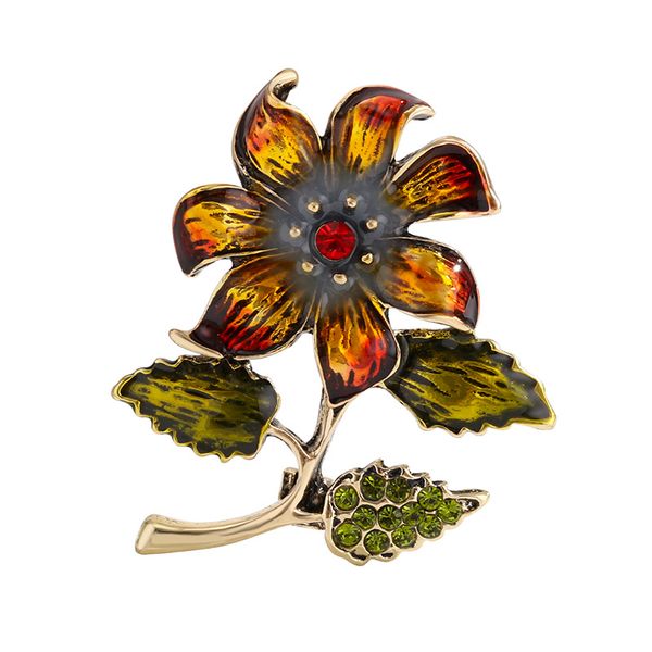 Red Enamel Bloom Brooch