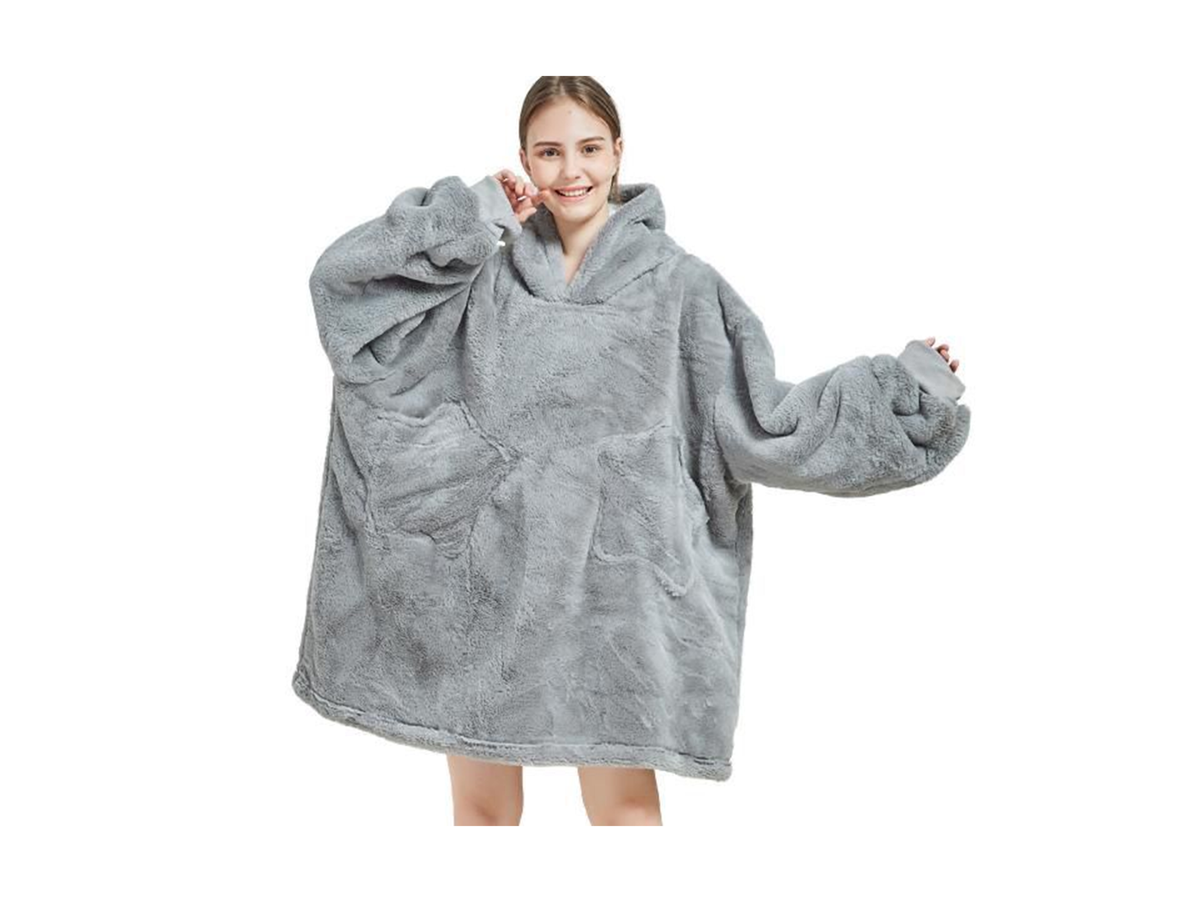 Unisex Grey Oversized Plush Hoodie Blanket Shop Today. Get it