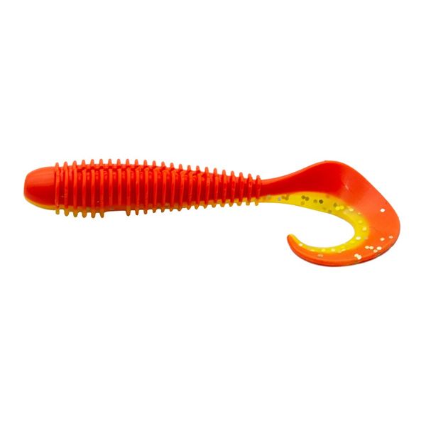 Fishing Lure Soft Minnow Curly-Tail Bait White with flecks