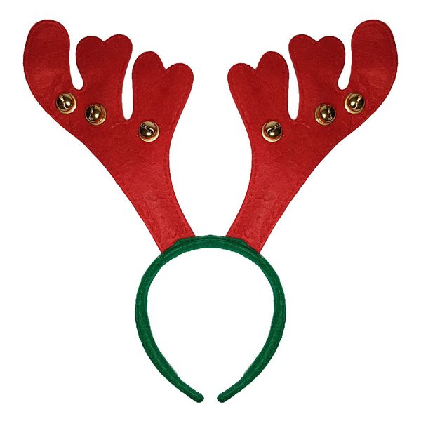Reindeer Antlers With Bell Christmas Hat - Red