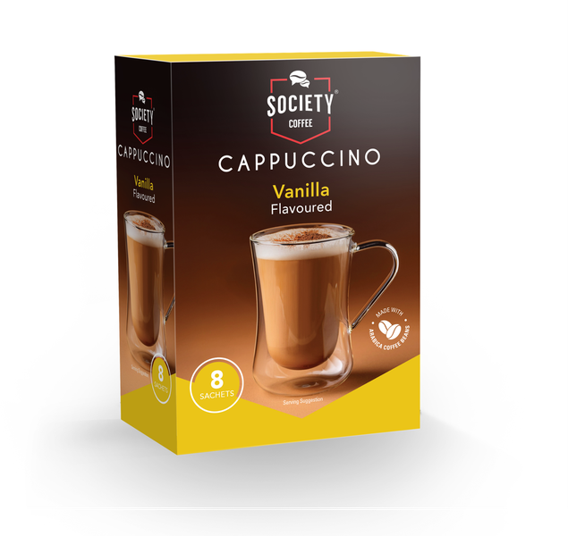 Society Coffee Vanilla Flavoured Cappuccino 8 Sachets