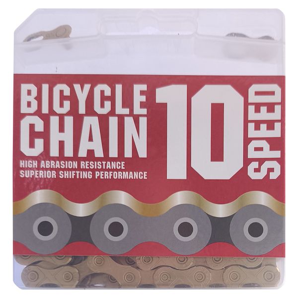 Fluir 10 Speed Bicycle Chain Titanium Gold Plated 116L