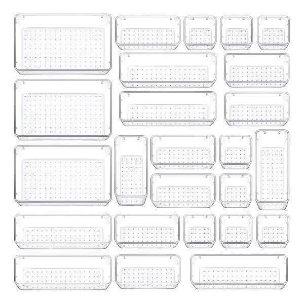 25 Transparent Plastic Drawer Storage Boxes, Storage Containers