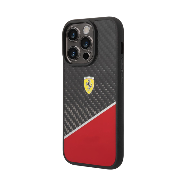 Ferrari Carbon/Brown Phone Case for iPhone 14 Pro
