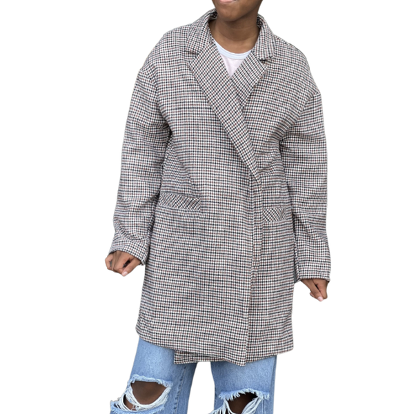 Girls Brown Beige Black Coat No Buttons