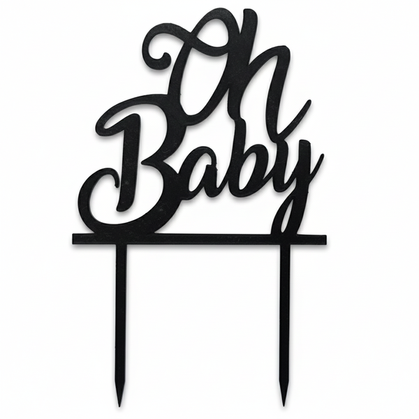 Oh Baby Cake Topper - Black - Baby Shower &amp; Gender Reveal - 3D Printed