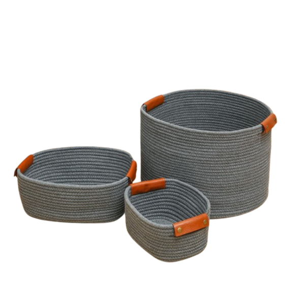 Cotton Rope Storage Baskets - Set of 3