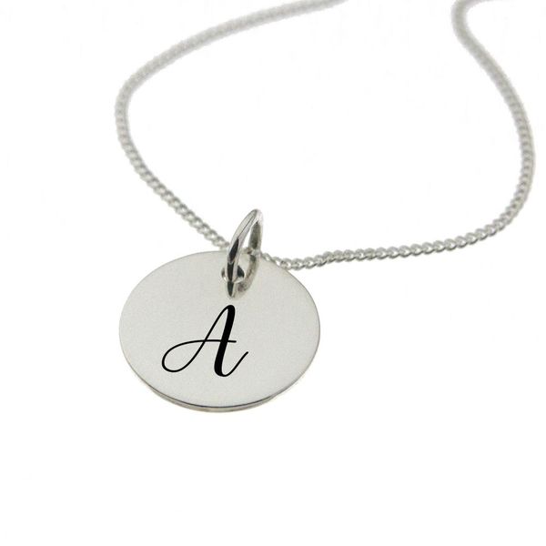 Engraved Initial - Z on 15mm sterling silver disc