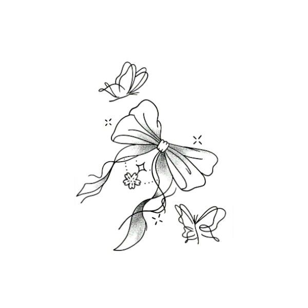 Fashionable Bowknot Temporary Tattoo With Matte Finish - Black