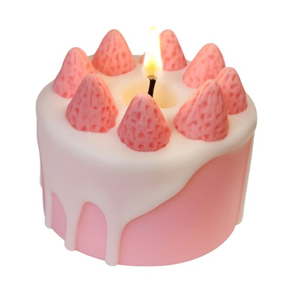 Strawberry Cake Inspired Scented Candle - Pink