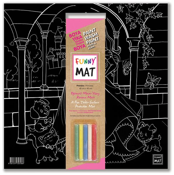 Funny Mat Black - Chalk Colouring in Placemat- Princess