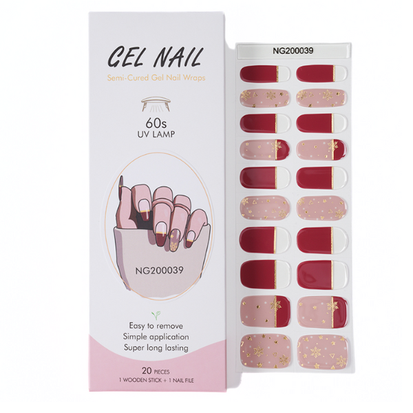 UV/LED Semi Cured Gel Nail Wraps No.39