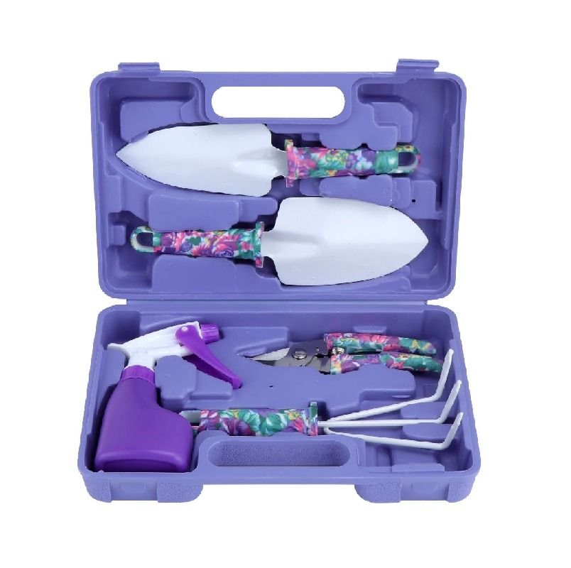 Gardening Hand Tools With Purple Floral Print 5Piece
