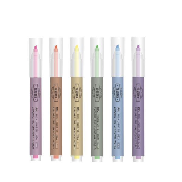 Deli Bright Liquid Highlighter Chisel Tip 3.5mm Pen Type 6pcs