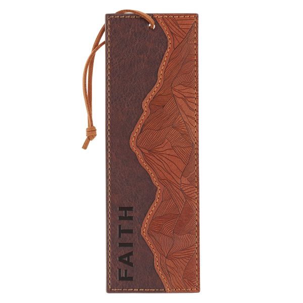 Bookmark - Faith Mountains, Faux Leather, Two-Tone Brown