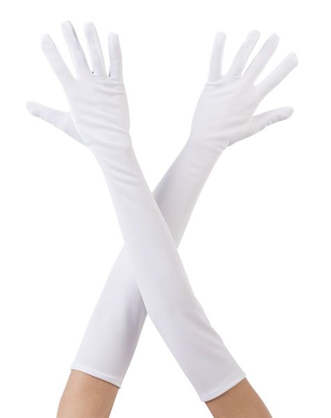 Ladies Long Elbow Gloves - White