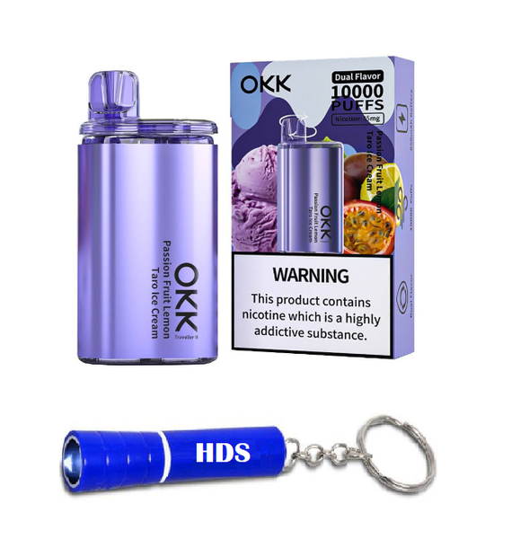OKK 10000 Puff 35mg Vape - Passion Fruit Lemon &amp; Taro Ice Cream with Torch