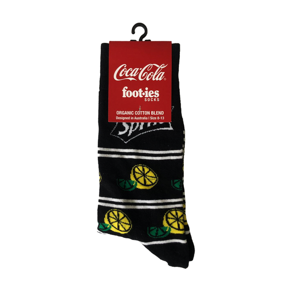 Foot-ies - Men's Sprite - Lemons &amp; Limes Organic Cotton Sock - Black - M/L