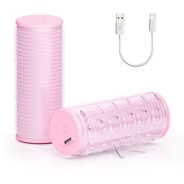 Rechargeable Electric Hair Rollers, 2Piece Mini USB Heated Bangs Roller Set