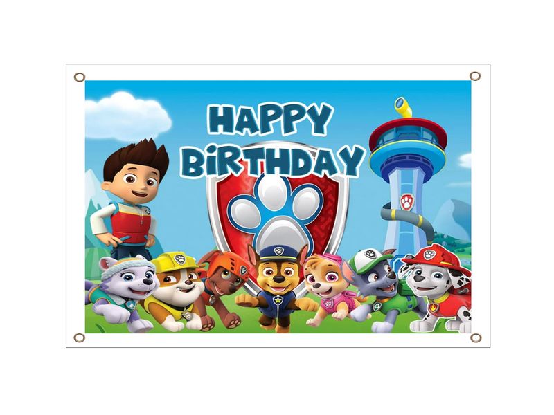 Paw Patrol Birthday Banner - PVC Banner 1.3mx900mm