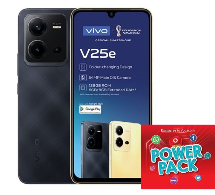VIVO V25e 128GB LTE Dual Sim - Diamond Black + Vodacom Sim Card Pack