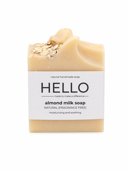 HELLO Almond Milk Soap - Natural Fragrance Free Moisturising Bar