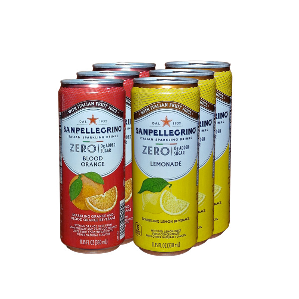San Pellegrino | Zero Added Sugar | Blood Orange &amp; Lemon | 330ml | 6 Pack